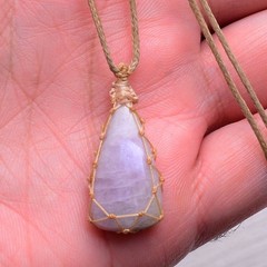 5 Pcs Natural Mix Gemstones Handmade Bohemian Macrame Necklaces Wholesale Lot