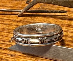 Greek Pillars Patterns Band Ring 999.Pure Fine Silver Bold, Pillars Design