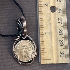 Handmade copper wire wrapped Vintage Wheat 1930 Lincoln Penny Coin Pendant 4e
