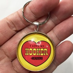 Vintage I Love My Hooker Headers 80’s Retro Logo Image Reproduction Keychain