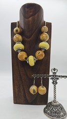 Ceramic Necklace Bold Art Chunky Bead Statement multicolored Yellow Summer