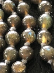 300 Ct Blue Flash Labradorite 8mm Bead Necklace Knotted 30”