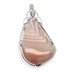 Unique Sterling Silver 2-5/16” H Wire Wrapped Phantom Quartz Pendant 14.6 Grams
