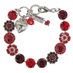 NEW! Mariana LADY IN RED Rhodium Plated Floral Mosaic Tennis Crystal Bracelet