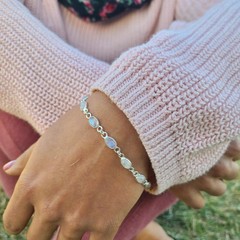 Genuine Moonstone Bracelet 925 Sterling Silver | Boho Moonstone Jewelry Gift USA
