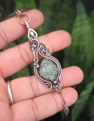 Handcrafted Copper Green Seaglass Wire Wrapped Pendant