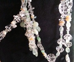 36″ Long Stand Lariat Y Style Glass Or Crystal Green Stones, No Clasp AS IS