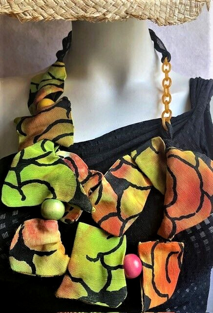 Nita Angeletti OOAK Art To Wear Fall Leaves Statement Necklace