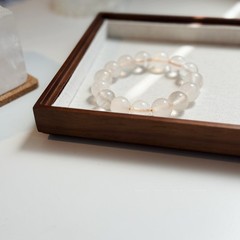 Natural White Crystal Bracelet Set – White Labradorite 13.7mm / Rainbow Moonston