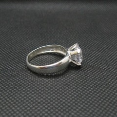 Genuine Sterling Silver Engagement Ring Solid Hallmarked 925 10mm Cubic Zirconia
