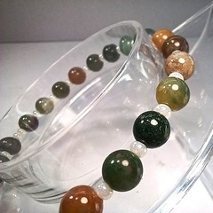 Handmade Natural Stone Beaded Bracelet – Earthy Greens & Reds – Unisex Gift