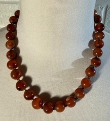 Carnelian Bead Necklace 18 Inches Long X 1/2 Inch Diameter Beads Excellent