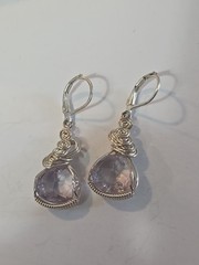 Amethyst Sterling Silver Dangle Earrings Handmade Nature-Inspired 925 Jewelry