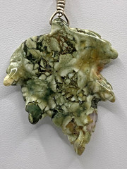Nature Inspired Carved Green Jasper Leaf necklace with green cord