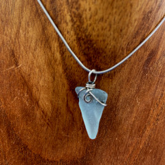 Jewelry Set handmade artisan NECKLACE pierced EARRINGS Sterling Silver sea glass