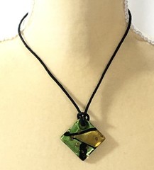 Dichroic Glass Pendant Necklace Artisan Handmade Fused – 18 in Length