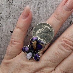 Southwestern Purple Mojave Turquoise Heart Ring Sz 7-10 Cluster Sterling Silver