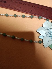 Vintage Lee Sands Inlaid MOP Flower Pearl & Bead Necklace