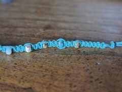BoHo hemp bracelet w green beads. sml/med women’s 6-inch adjustable M3033