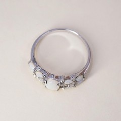 Size 8.25, Sterling silver handmade ring with fire opal, 925 band