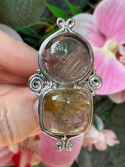 Huge Handcrafted Sterling Silver Rutilated Quartz Ring Size 9 Heavy 20.3 Grams