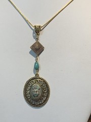 *NEW LISTING*EGYPTIAN REVIVAL CZECH NEIGER GLASS PHARAOH NECKLACE TURQ/GOLD-NEW
