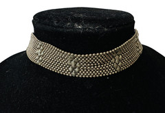 SG Sergio Gutierrez Silver Tone Mesh Liquid CHOKER Necklace ~Up to 13.5″
