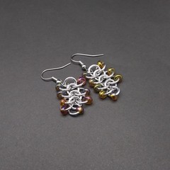Handmade Chainmaille Earrings – European 4in1 – Tortoise Rainbow – French Hook
