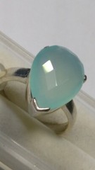 DREAMY SEA BLUE CHALCEDONY IN STERLING SILVER 925 RINGS SIZE 9.0-9.25,10.0-10.25