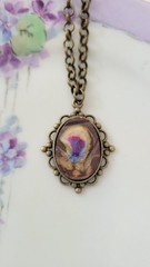 Faux Geode Pottery Necklace Upcycled Broken Ceramic Pendant