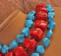 Fat Turquoise Howlite Chunky Rainbow Statement Necklace Red Pink Orange Blue