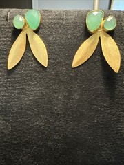 Chalcedony Gemstone Handmade Gold Plated Earrings Jewelry