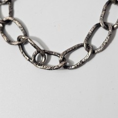 Sterling Silver Chain Link Textured Bracelet Artisan Toggle Clasp 19.2g