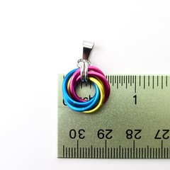 Pansexual pride pendant, chainmail love knot handmade by TattooedAndChained