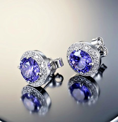 4 Ct Deep Purple Diamond Solitaire Studs, Great Sparkle – Free Tariffs & Studs .