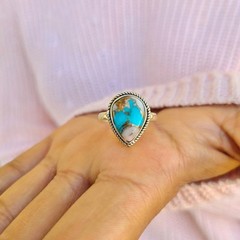 Oyster Copper Turquoise Ring 925 Sterling Silver Ring Opal Turquoise Ring USA