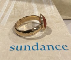 New Sundance Catalog Gold Vermeil Faceted Rectangle Red Onyx Ring Size 7