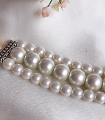 Statement Necklace White & Gold Chunky Faux Pearl Beaded Choker Fashion Jewelry