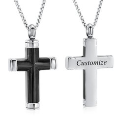 Cross Urn Necklace for Ashe Stainless Steel Urn Cremation Jewelry for Human /Pet