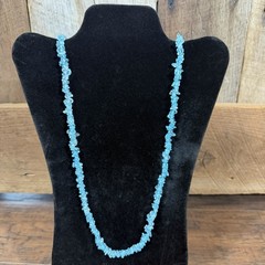 Neon Blue Raw Apatite Gemstone Chip Necklace 16 Inch