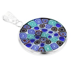 GlassOfVenice Murano Glass Millefiori Pendant in Silver Frame 3/4″