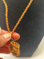 Macrame Tigers Eye Healing Necklace Gemstone Handmade
