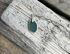 Genuine Sea Glass Pottery Necklace Pendant Handmade Beach