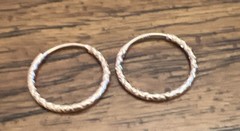 14K RG Over Sterling Silver 20mm Wavy Textured Hoop Earrings (1.35 g)