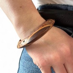 ARTISAN LAYERED WOOD 1970s VINTAGE BANGLE WITH METAL INLAY