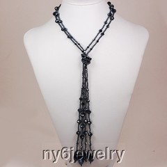 Fabulous! Multi-Strands Dark Blue Crystal Long Necklace 39″
