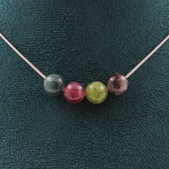 Minerals And Gemstones. Necklace 4 Multicolored Tourmaline Beads 8 Mm Ch