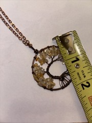 Copper Wire Wrap Tree Of Life Chakra Necklace Quartz Gemstone Chips 18″