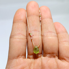 Inner Garden Energy— Spring Dew Peridot Micro Macramé Necklace— Minimal Jewelry