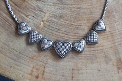 Brighton~Silver Multi HEARTS Slider Necklace 17-19″